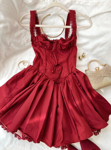 Cute A Line Straps Red Satin Short Homecoming Dress Birthday Dress HZ1023